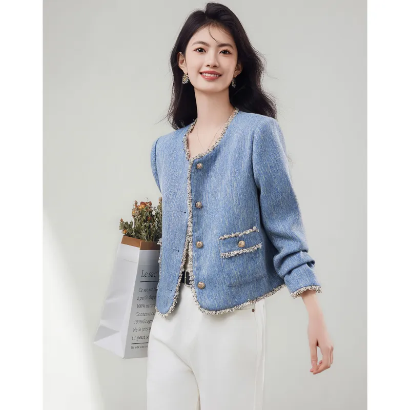 XINFEIYU Jacket Women's Denim Blue-3