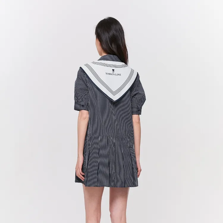 ONLY Short Sleeved Dresses Women's Dark Blue White Stripes BLUE STRIPE NAVY-2