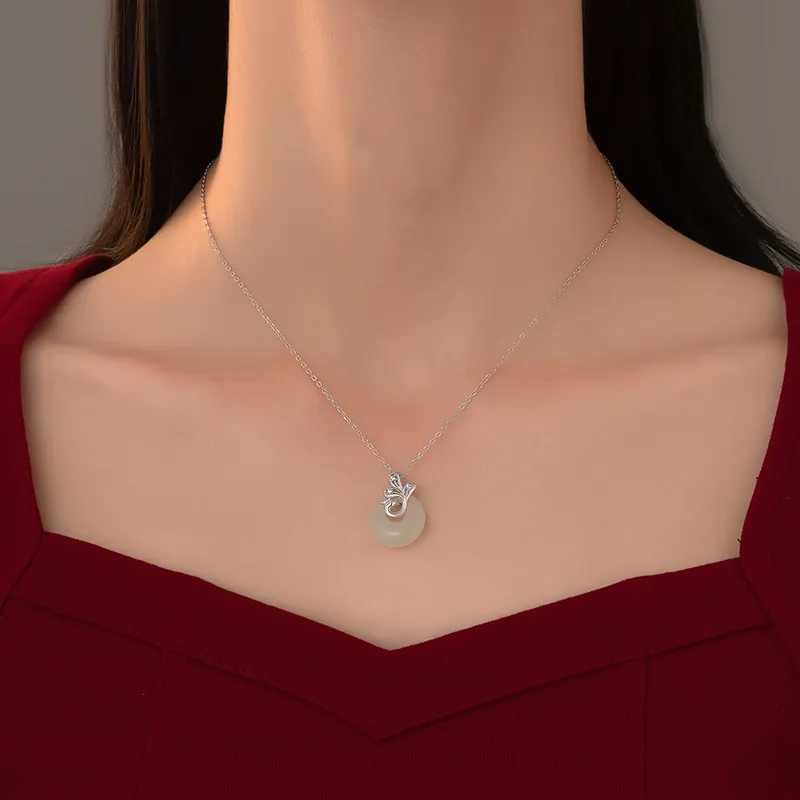 Royal Heaven's Choice Hetian Jade Necklaces Pale Greenish White Jade Unisex-2