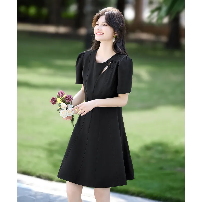 Still Quiet Short Sleeved Dress Women's Black-3