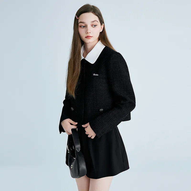 LEDIN Cropped Coat Women's Raven-4