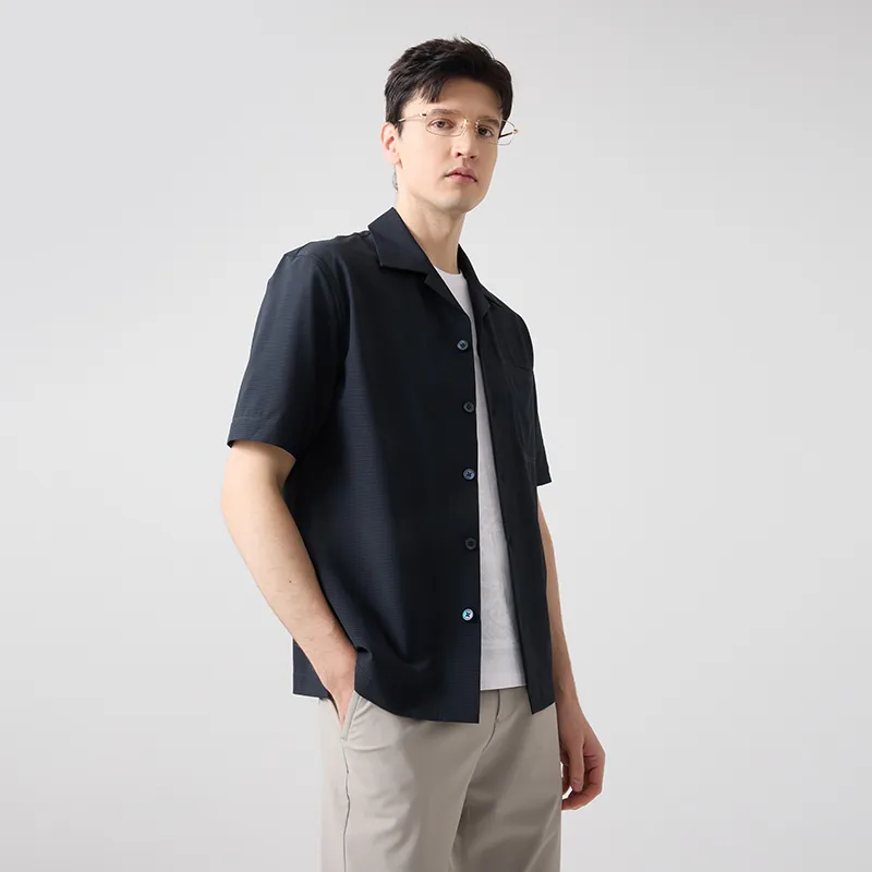 DIDIBOY Shirts Men Blue Plaid-3
