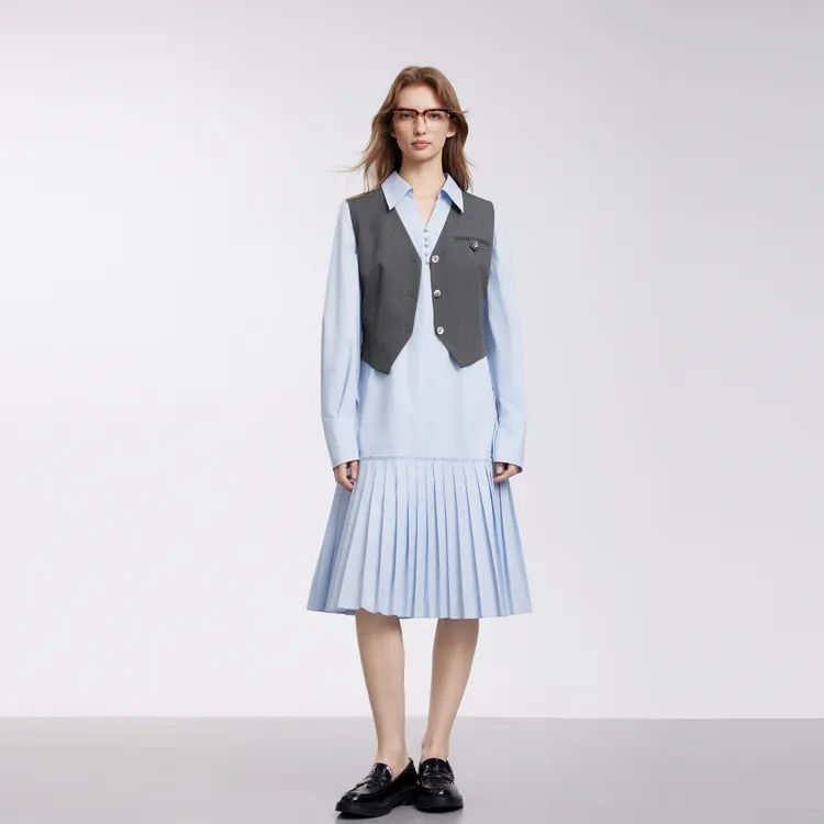 ELLE Long Sleeved Dresses Women's Blue-3
