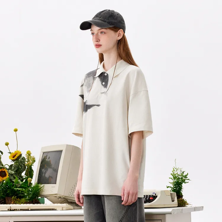 Bosieagender Polo Shirts Unisex Light Beige-5