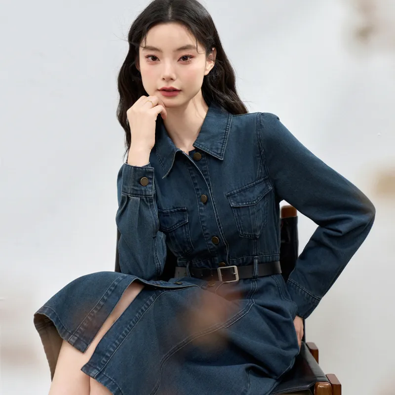 WESTLINK Long Sleeved Dress Women's Blue-4