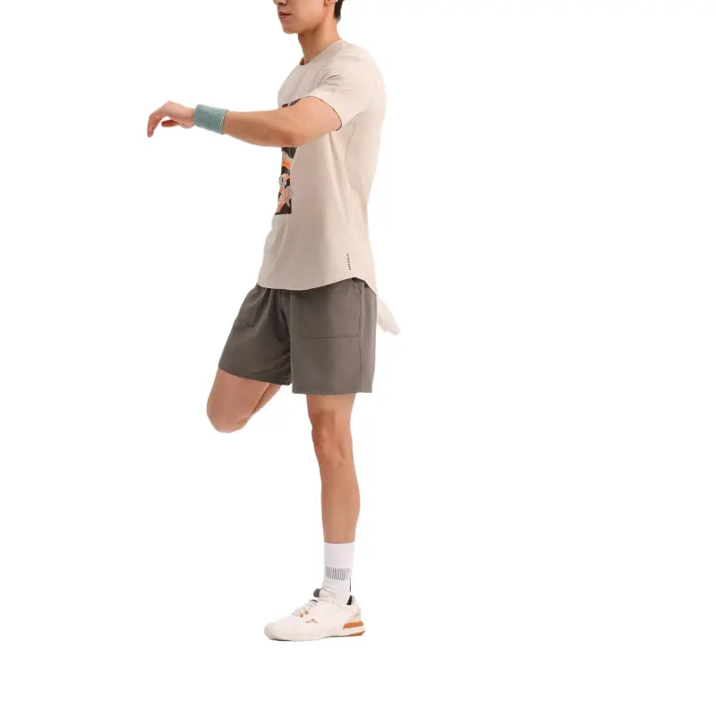 DECATHLON T Shirt Men's Light Chalk Gray/Brown-5