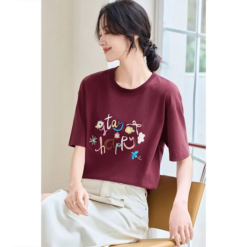 SENTUBILA Drop Shoulder Sleeve T Shirt Women's-15
