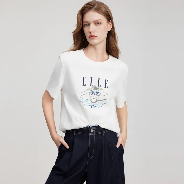 ELLE T Shirts Women's White-6