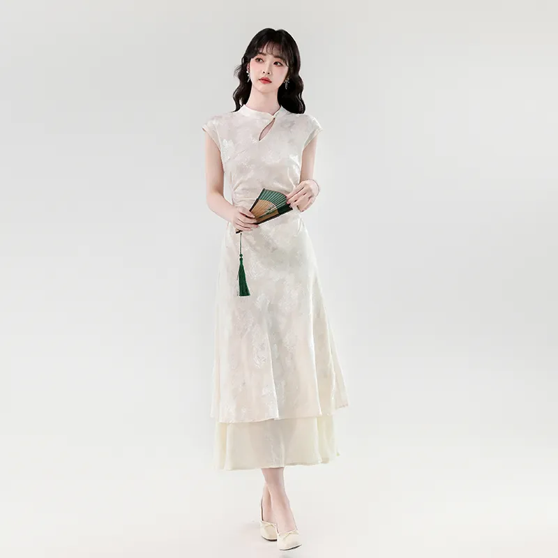 Flowers In Water Summer Short Sleeved Dress Women's-5