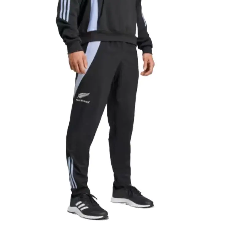 Adidas Knitted Sports Pants Men's All Black/blue Sparkles-2