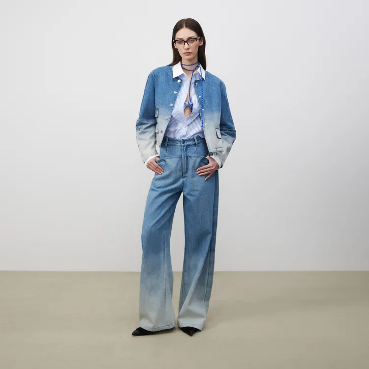 Lost In Echo Cropped Coat Women's Gradient Blue-2
