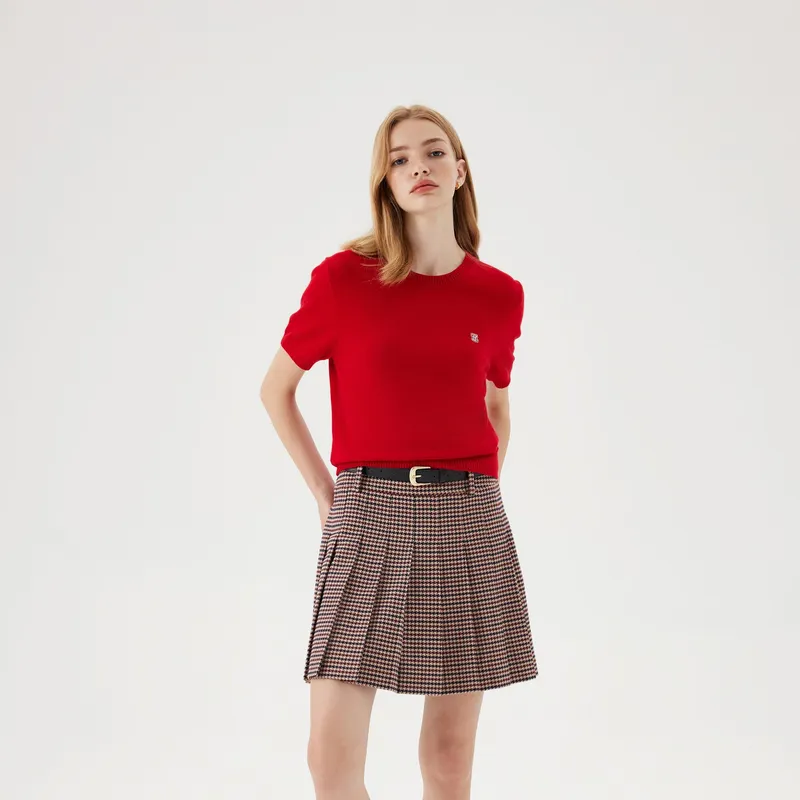 E.land Casual Short Skirts Women's Burgundy/Baojun Earth Color-2