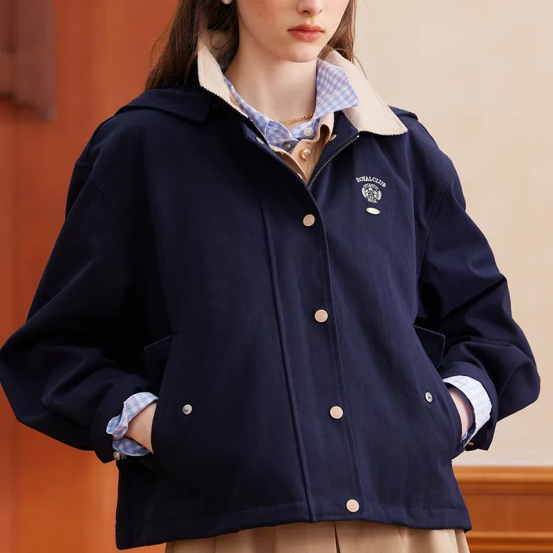 Teenie Weenie Cropped Coat Women's Navy Blue-5