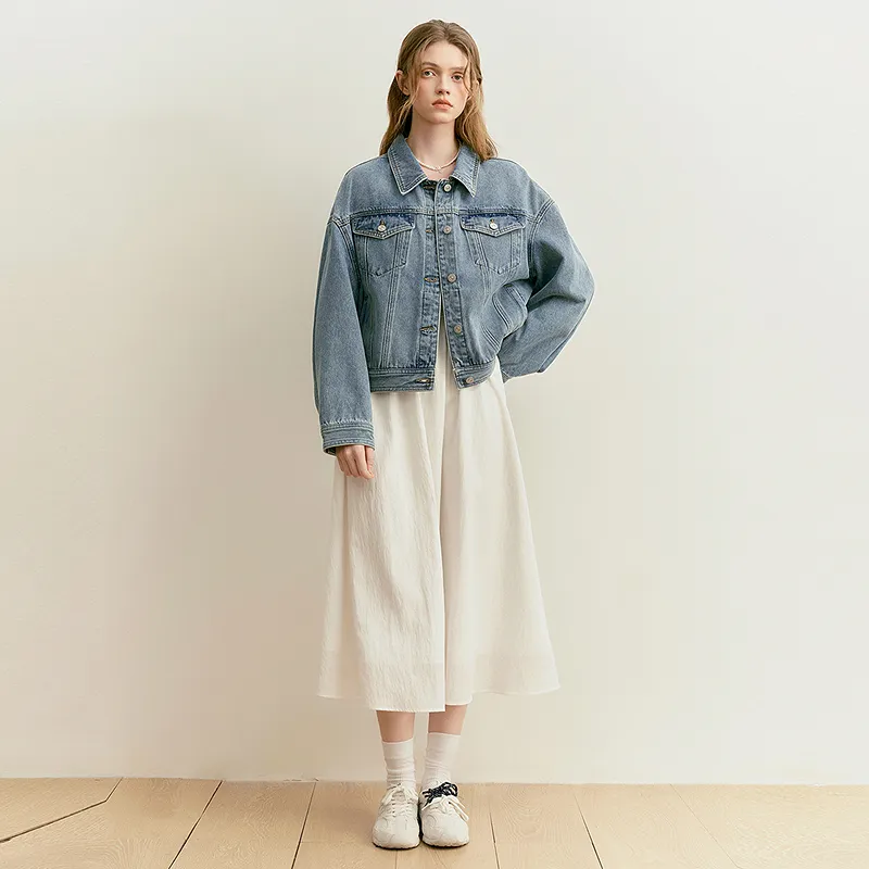 LEDIN Denim Jacket Women's Denim Medium Blue-4