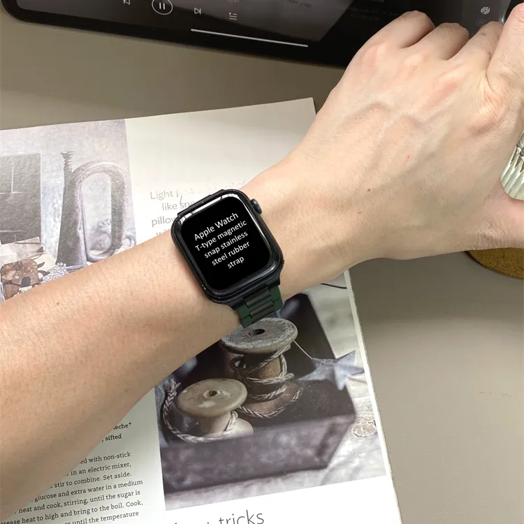 Sopi Apple Compatibility Watch Band Rubber, Stainless Steel Material-38