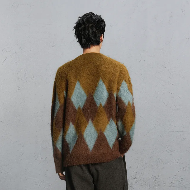 GXG Sweater Men's Coffee Green Plaid-4