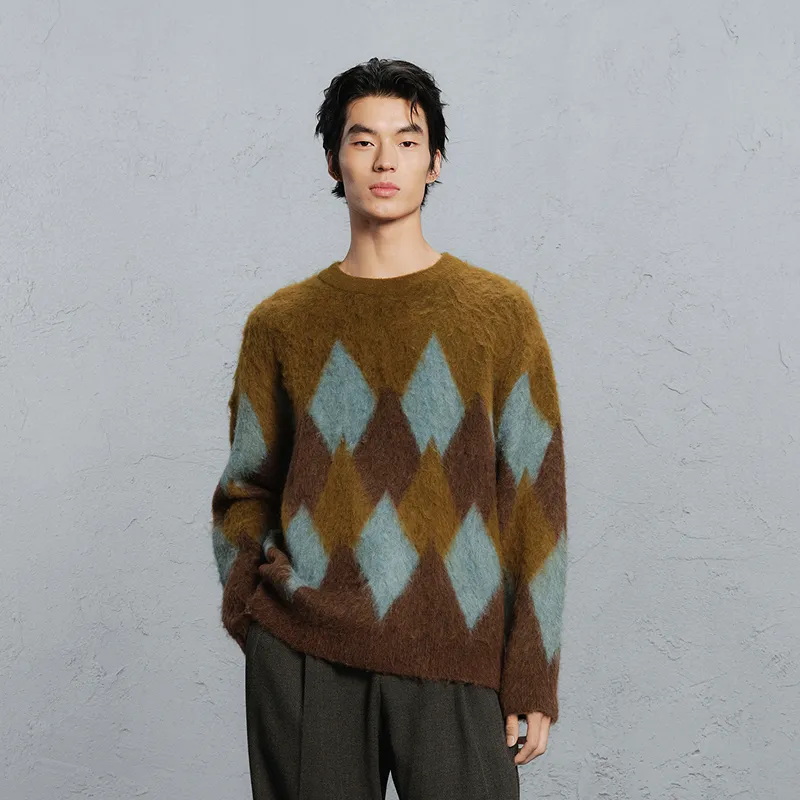 GXG Sweater Men's Coffee Green Plaid-2