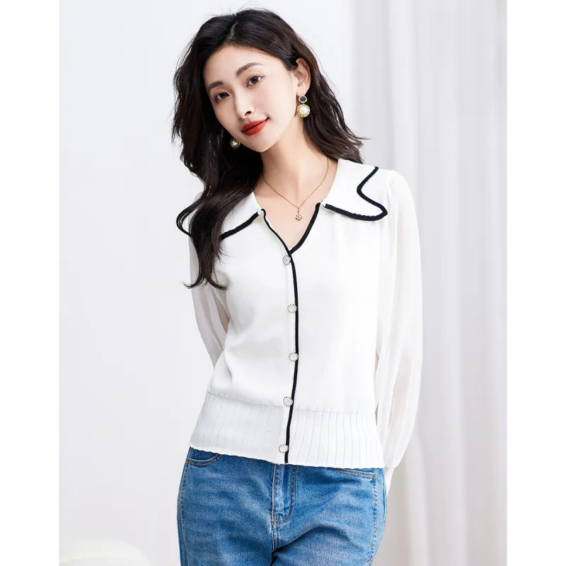 Love Elaine Spring Fall Knitwear Women's White-2