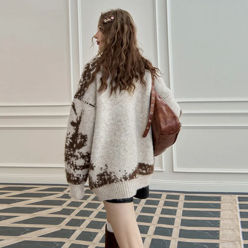 ELF SACK Soft And Fluffy Maillard Style Pullover Sweater Women's-10