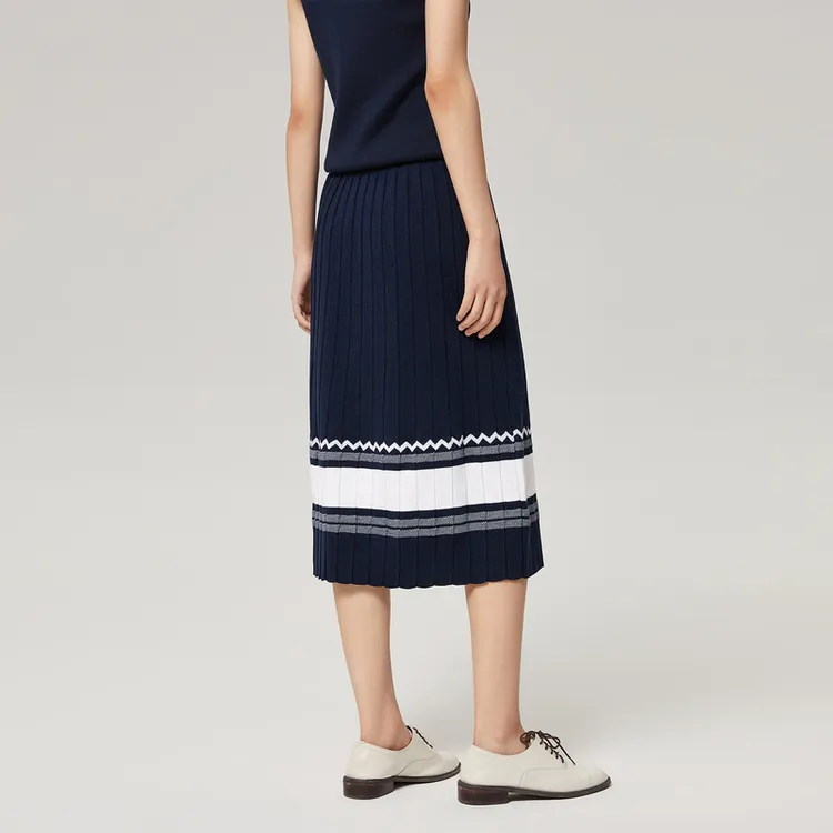 OVV Casual Long Skirts Women's Navy Blue & A4-2