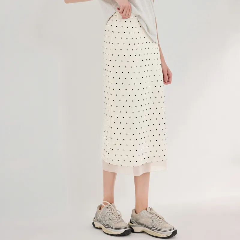 3COLOUR Casual Long Skirts Women's Black White Geometry-2