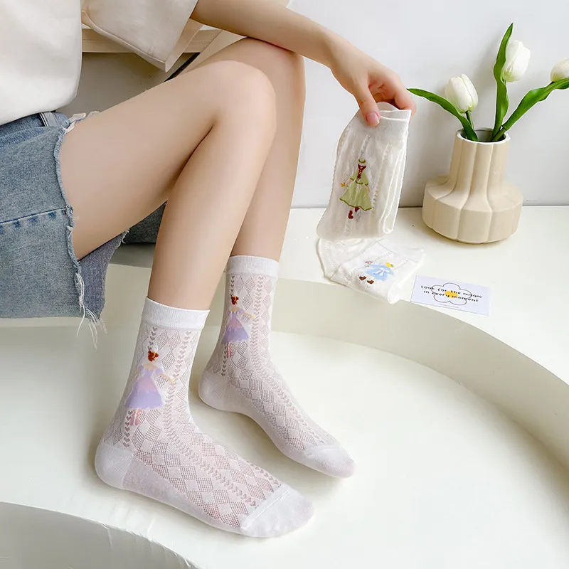 TLXT Mid Calf Socks Women's Students Outdoor Breathable Comfortable, Versatile Fashion-3