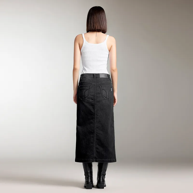 Miss Sixty Denim Long Skirt Women's Black-5
