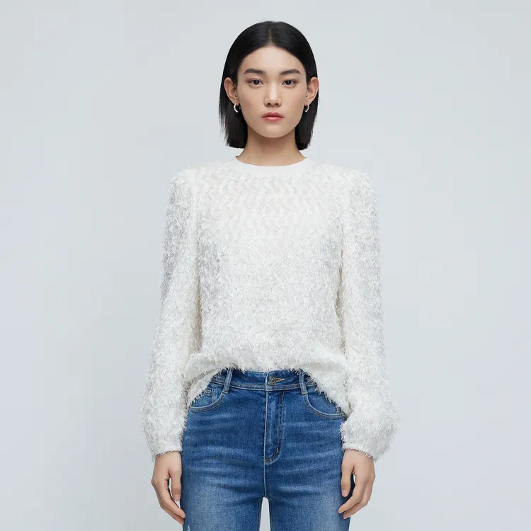 SHUIYUNJIAN Chiffon Shirts Women's Ivory White-3