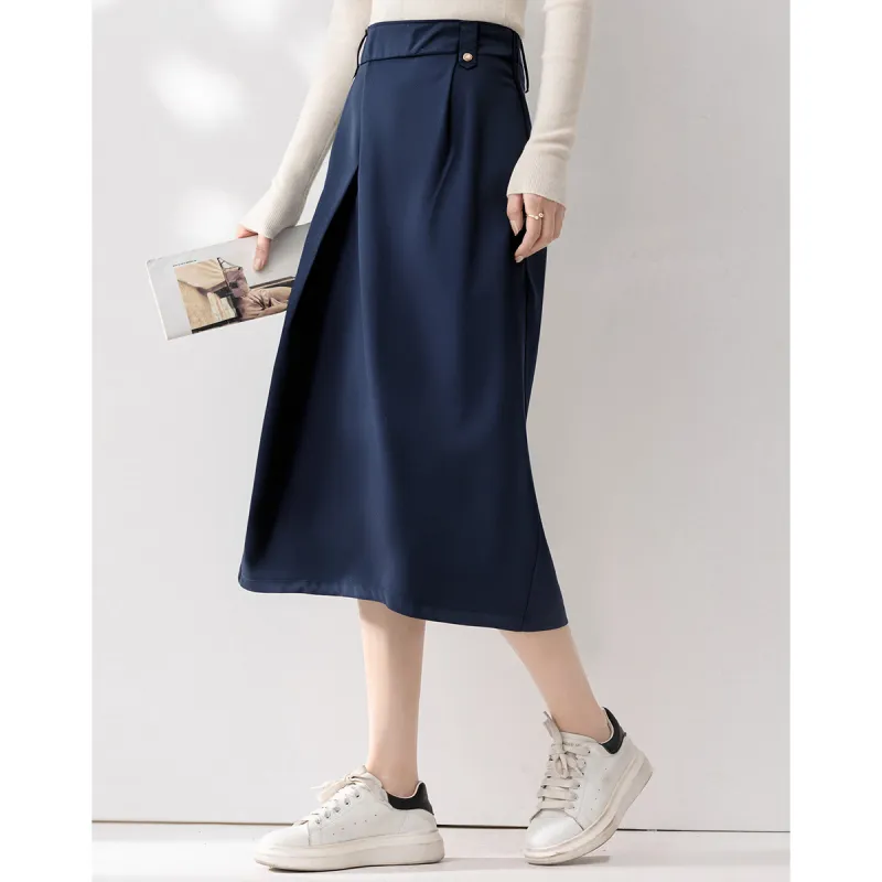 Love Elaine Casual Long Skirt Women's Navy Blue-5
