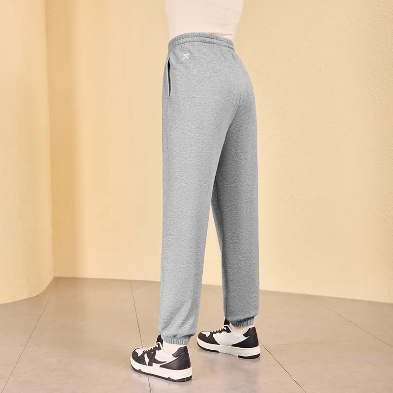 XTEP Little C Pants Knitted Sports Pants Fleece Lined Women's Light Heather Gray-6