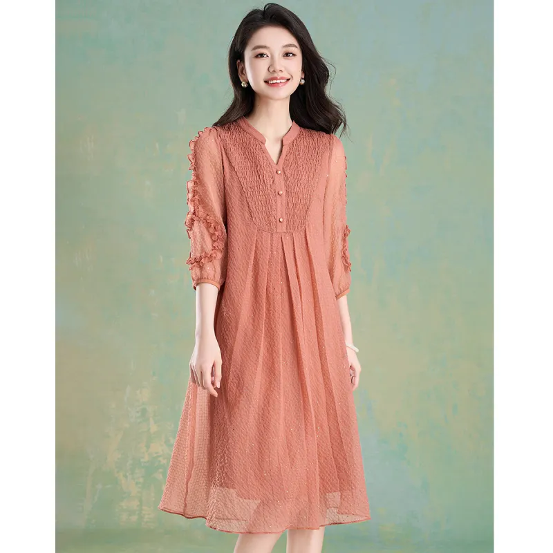 Mylan Summer Long Sleeved Dress Loose Fit Women's-3