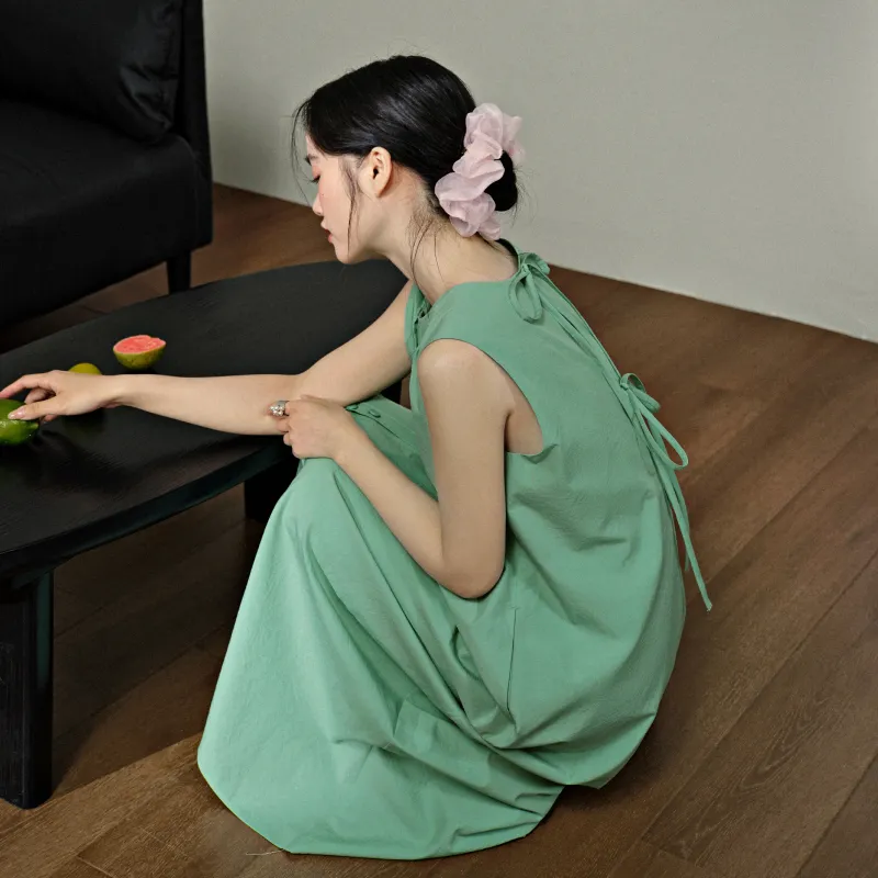 KUOSE Sleeveless Dresses Women's Green-2