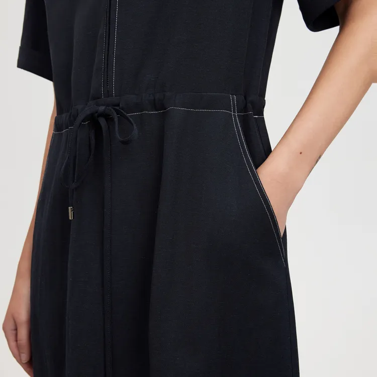 ELLE Short Sleeved Dress Women's Navy Blue-6