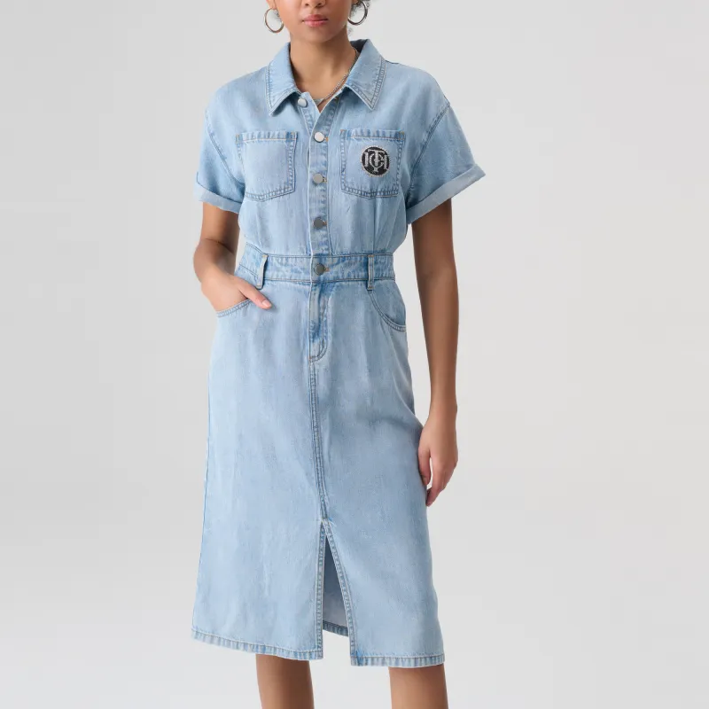 TCH Short Sleeved Dress Women's Denim Blue-4
