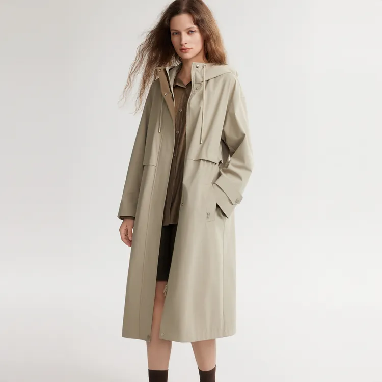ELLE Trench Coat Women's Khaki Green-3