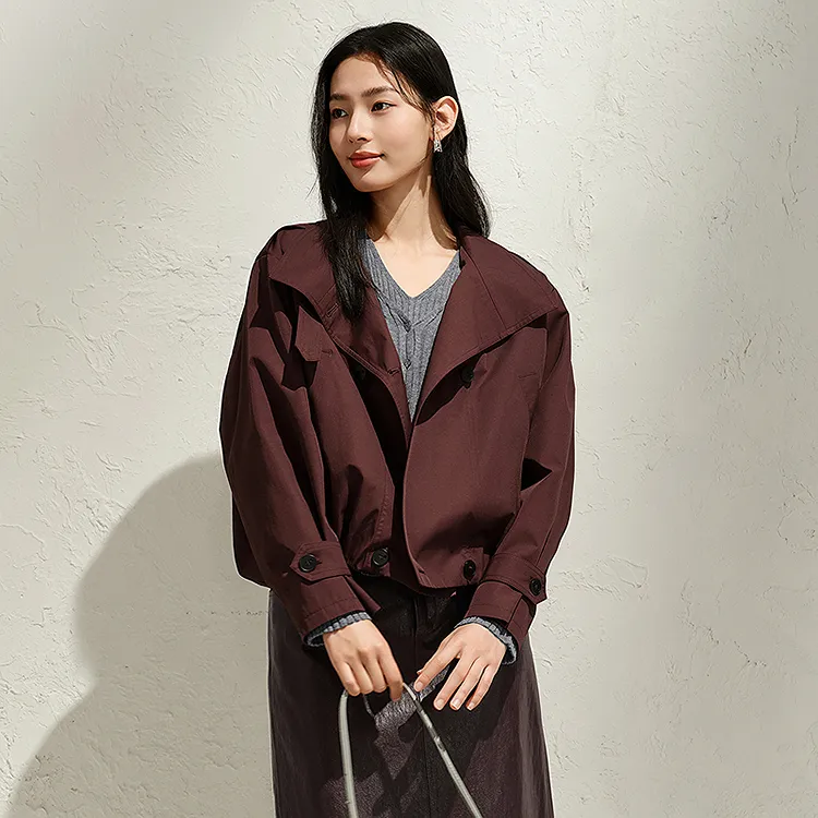 JZ. ANNAKRO Trench Coat Women's Maroon-2