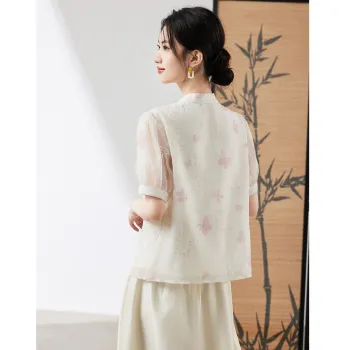 XINFEIYU T Shirt Women's Pink Butterfly