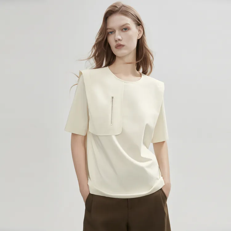 ELLE Regular T Shirt Women's Beige Yellow-3