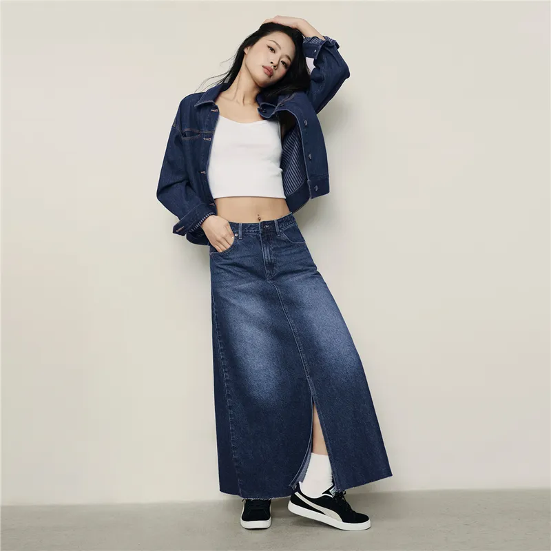 UNIQLO Denim Long Skirt Women's-14