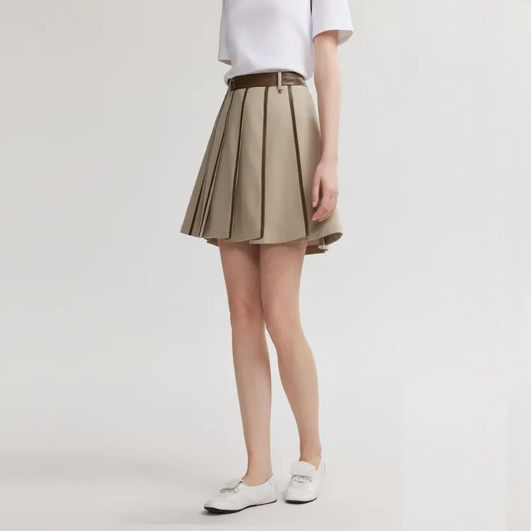 ELLE Casual Short Skirts Women's Khaki Green-4