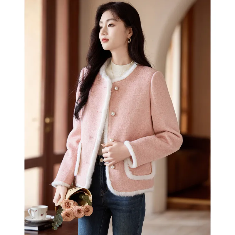 Like The Age Of Water Velvet feel Coat Women's Pink-3