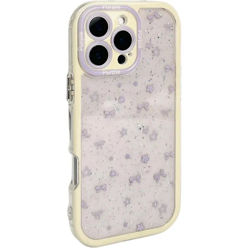 Sopi Acrylic Material Purple Floral Phone Cases Compatible With IPhone 16/15 Pro Max/Apple 13/14 Pro/Max-1