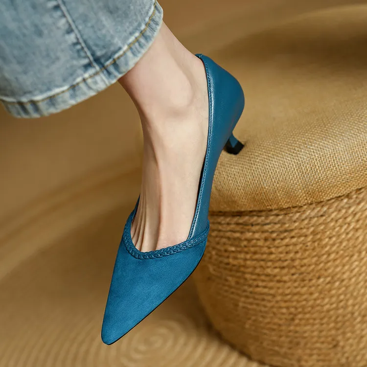 Echo&yolo High Heels Women's Black, Peacock Blue-2