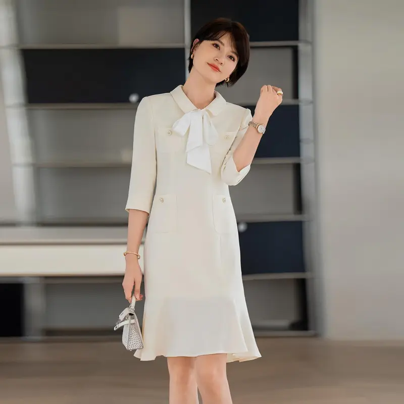 ONE SHALLOW Long Sleeved Dresses Women's Light Yellow-1