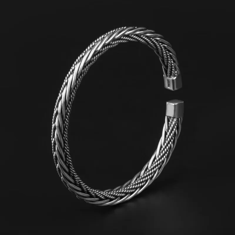FUYUFU 999 Fine Silver Bangles Unisex-5