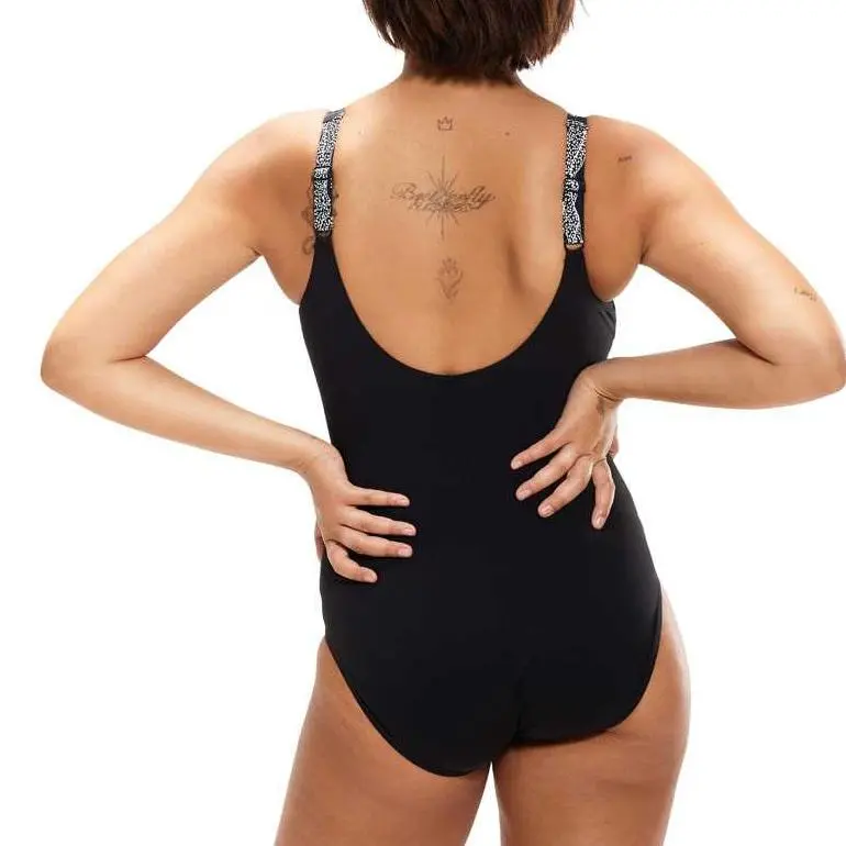 Speedo One piece Swimsuit Women's Black White-1