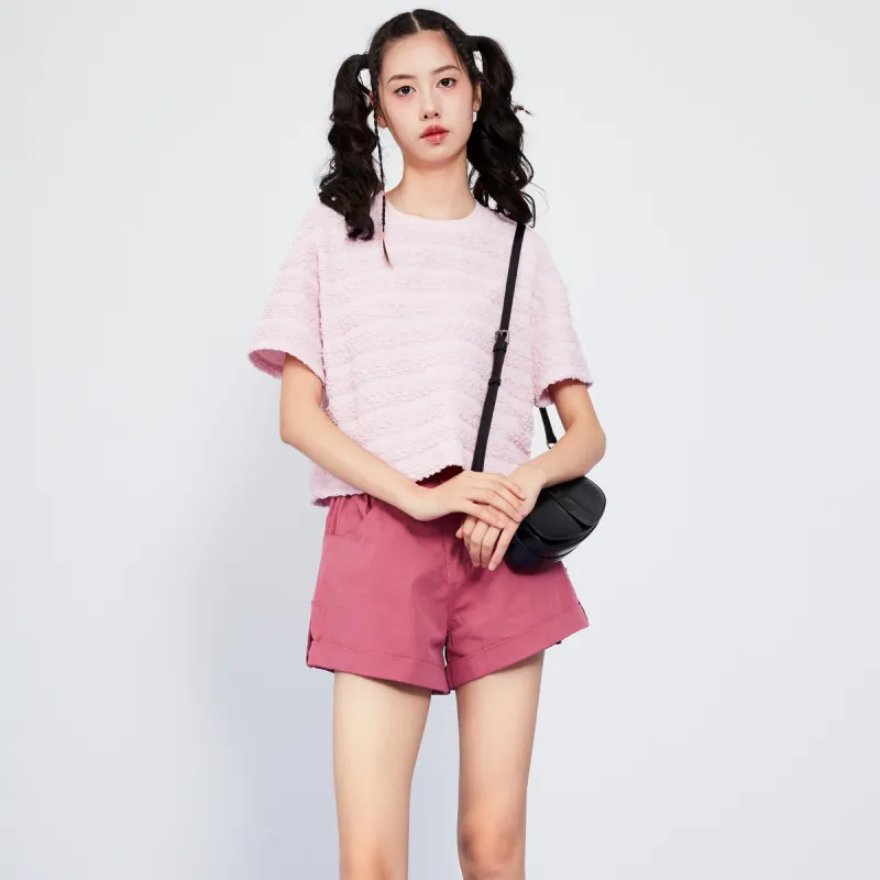 SETIROM Denim Shorts Women's Fuchsia-3