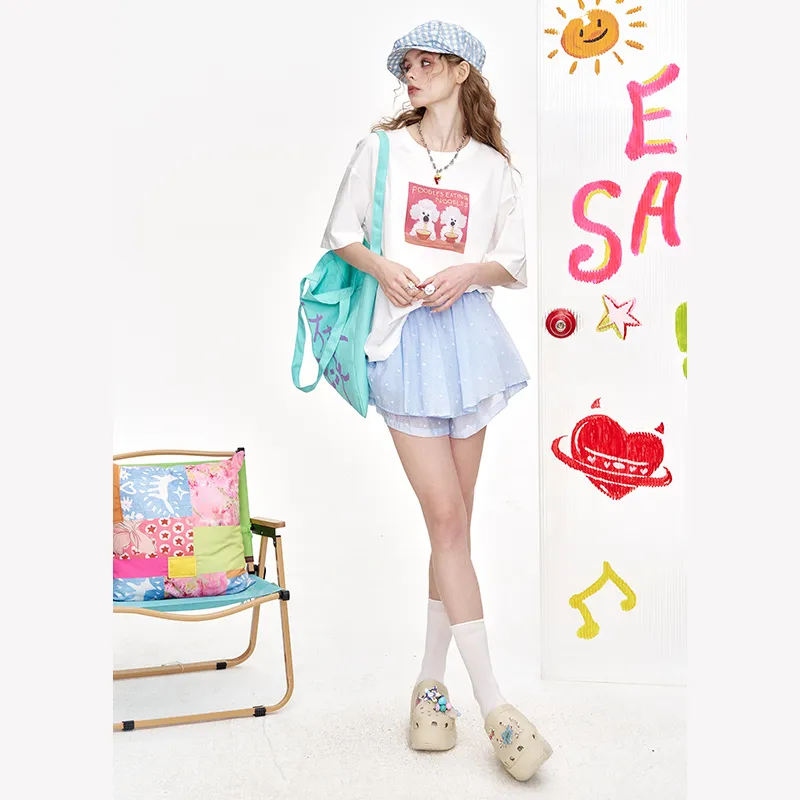 ELF SACK Casual Short Skirts Women's Refreshing Blue-4