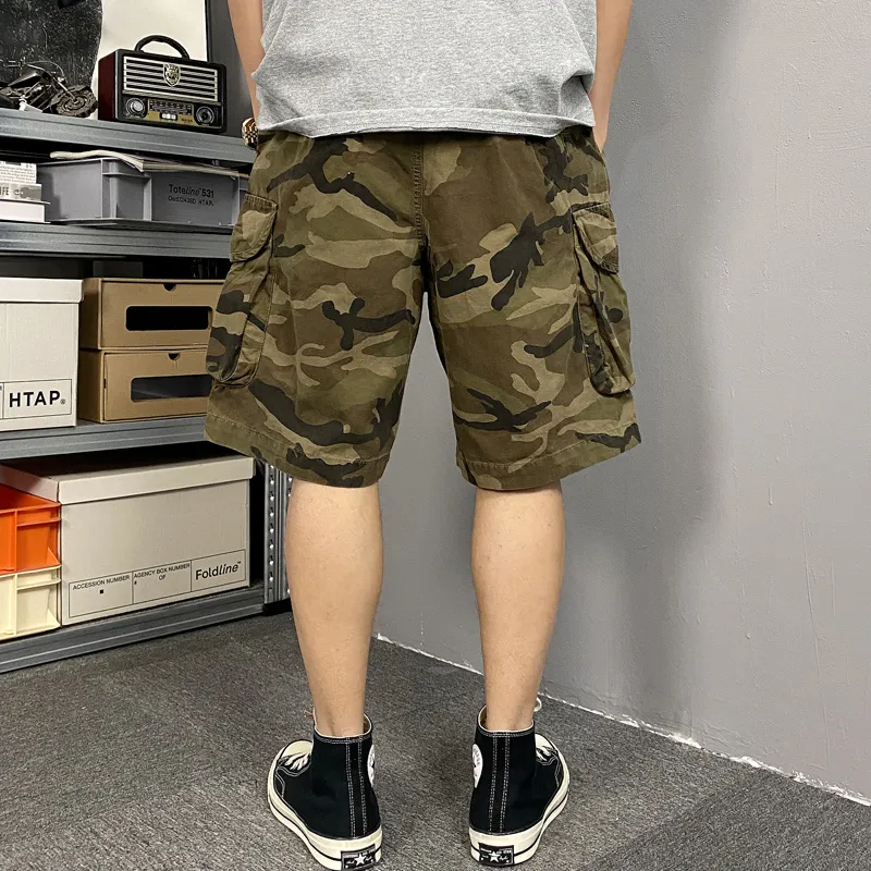 ZHANDASHUAI Summer Loose Fit Trendy Brand Luxury Streetwear Knee Length Pants Unisex Camouflage-4