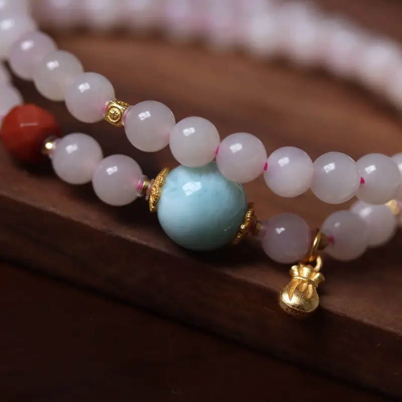 TIANTAISHAN Hetian Jade Bracelets Lotus Root Powders Unisex-2